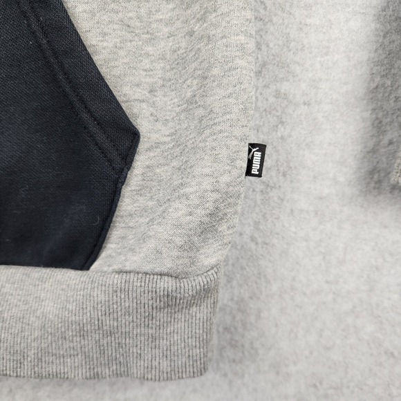 PUMA Men's Small Grey Black Logo Hoodie Pullover Sweatshirt Athletic Casual - Picture 8 of 9